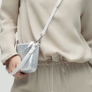 Zara white and rhinestones sparkly shoulder bag NWT